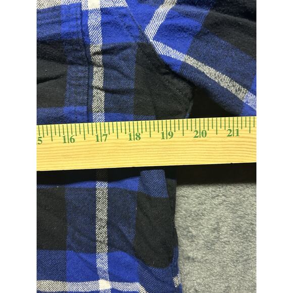 Hollister Long Sleeve Button Down Shirt Mens SZ Large Blue Black Plaid - Picture 2 of 5